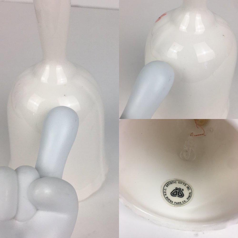 Vintage Ceramic Bell White w Pink‎ Flowers Decor - Picture 8 of 8
